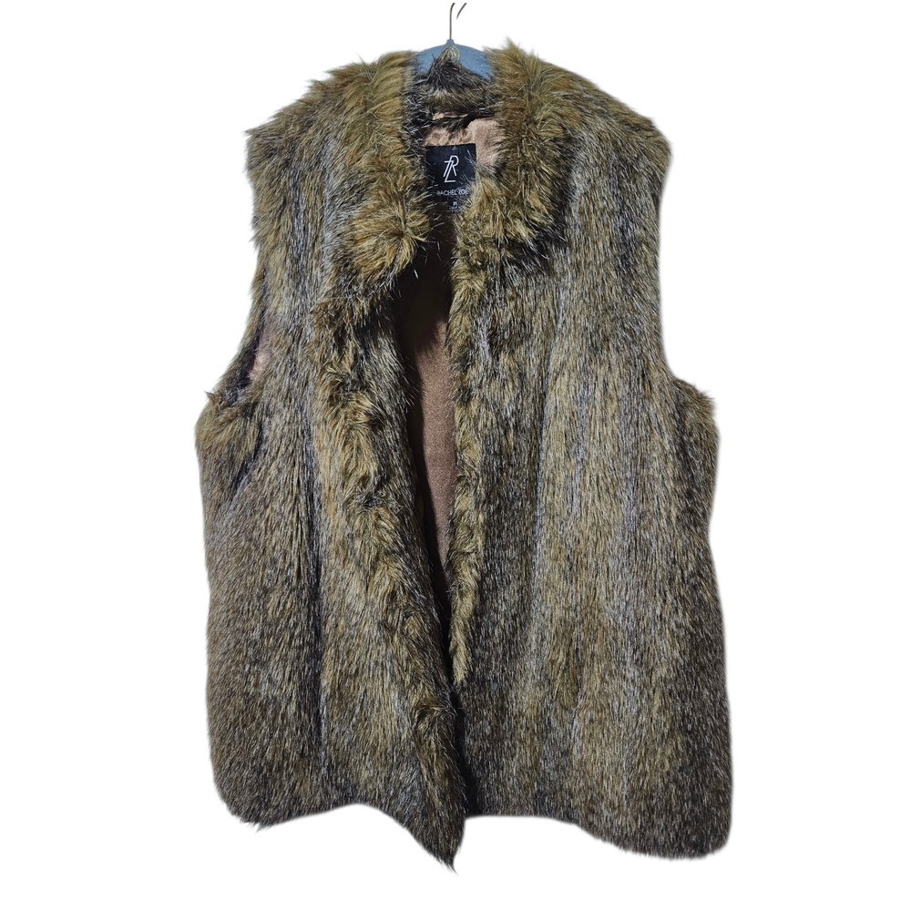 Rachel Zoe‎ Faux Fur Eegant Warm Vest Size 3X Toggle Closure Luxe Cozy Coat - Picture 3 of 11